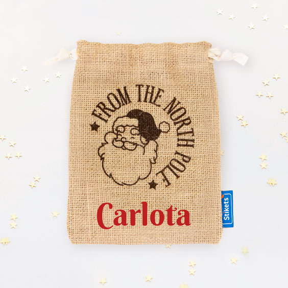 Small Personalized Santa Gift Bag