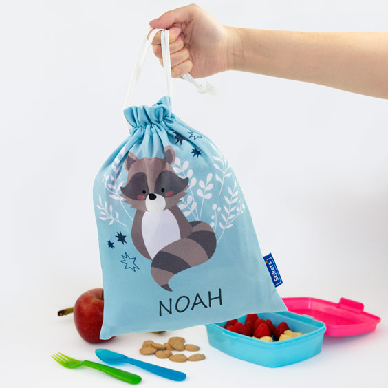 Bolsa merienda personalizada mapache