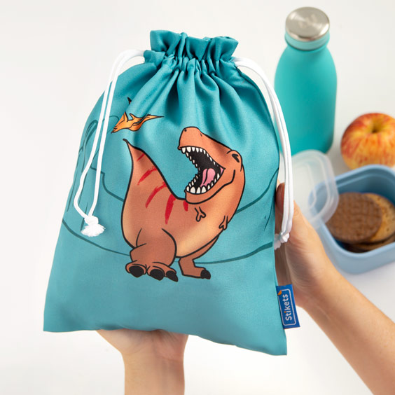 Bolsa merienda personalizada dino t-rex