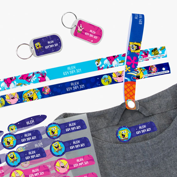 SpongeBob Squarepants Hanging Loops, Iron-On Labels and Tags for Backpacks