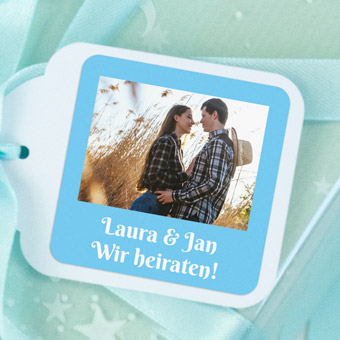 Quadratische Aufkleber mit Foto & Rahmen für Hochzeiten