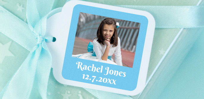 Square Photo Labels for 1st Communions