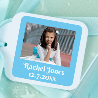 Square First Communion Favour Photo Stickers