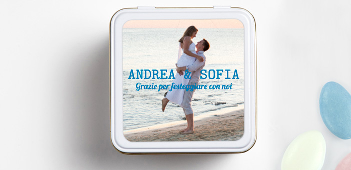 Etichette quadrate per matrimoni con foto