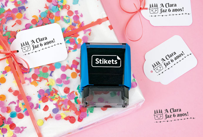 Carimbo retangular para presentes e aniversários