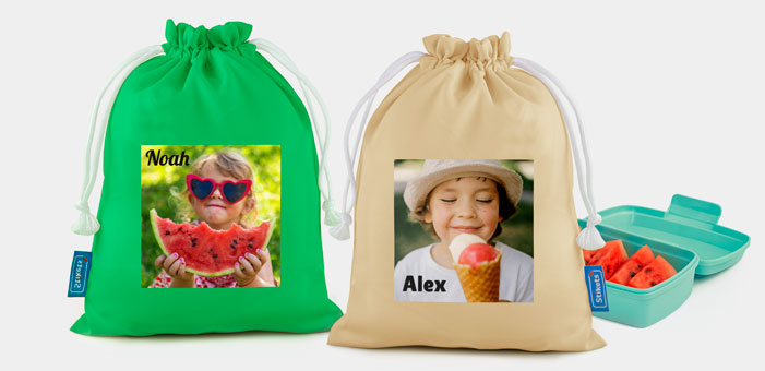 Gepersonaliseerd snackzakje met foto en tekst