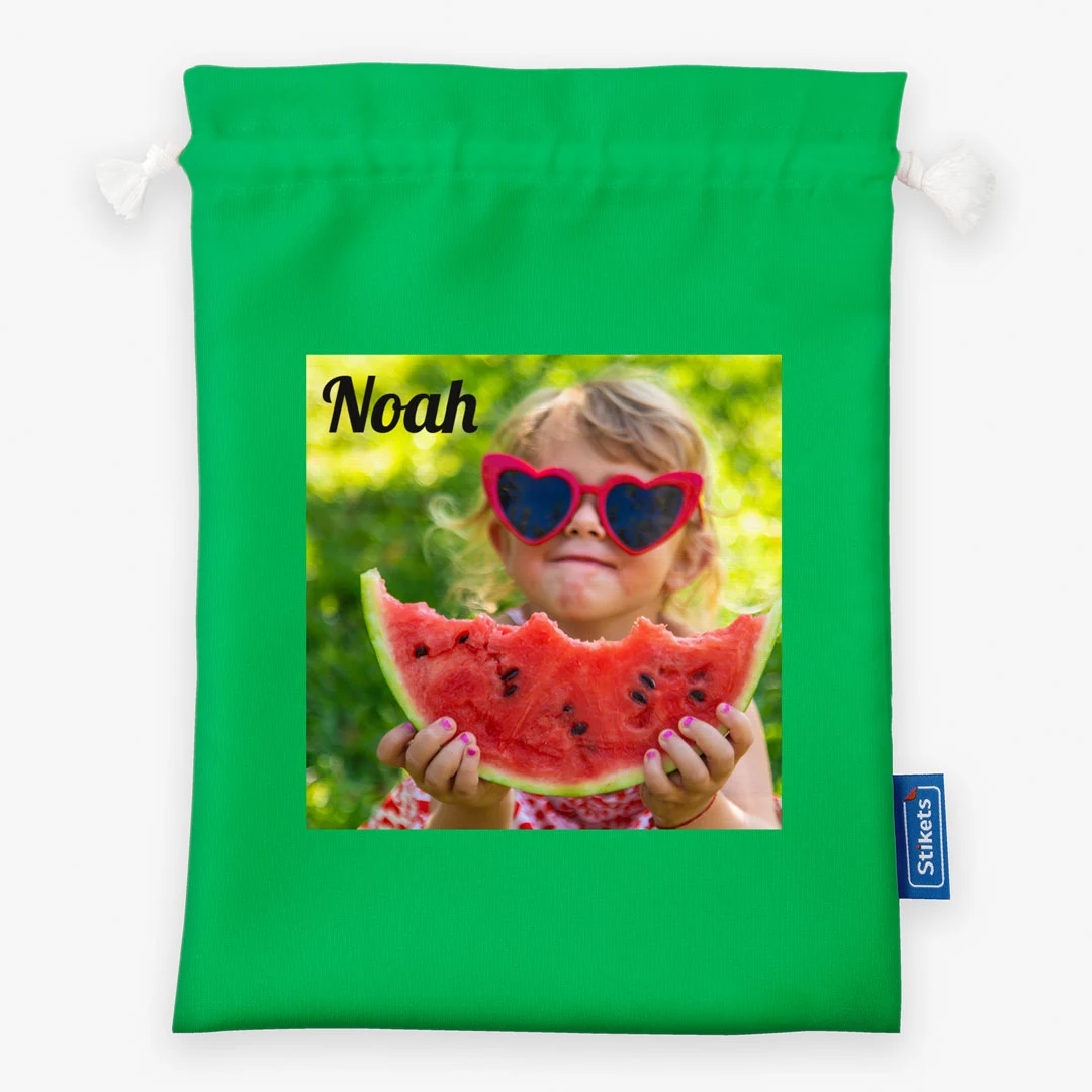 Sacchetto per la merenda personalizzato con foto e testo
