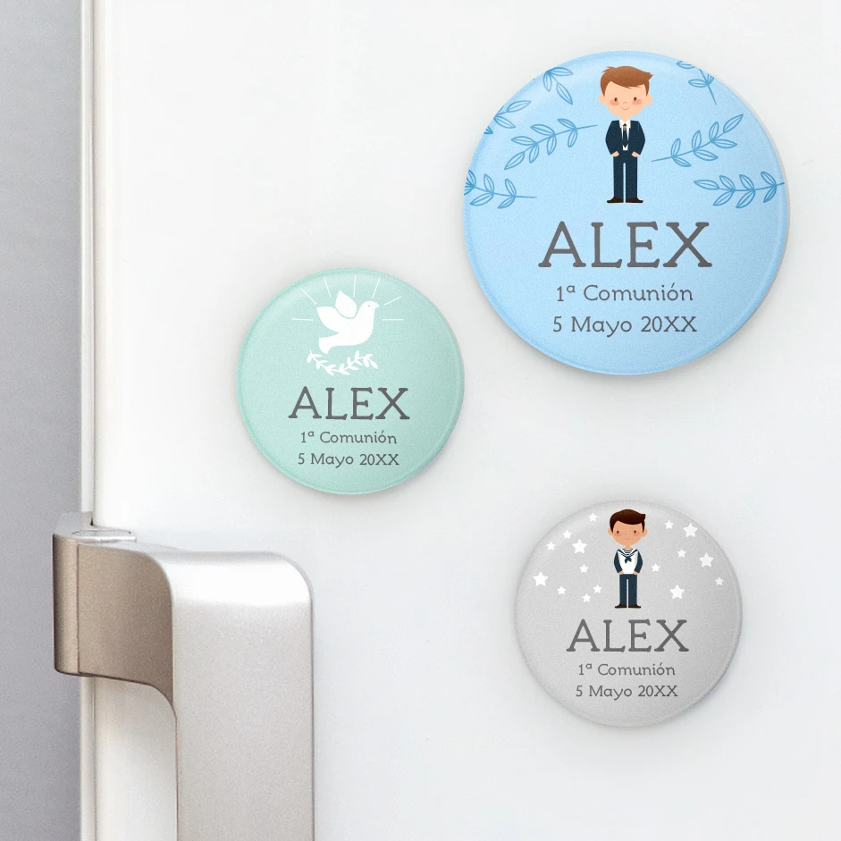 Imanes personalizados de nevera redondos para comuniones
