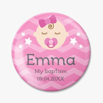 Personalized Round Fridge Magnet for Christening
