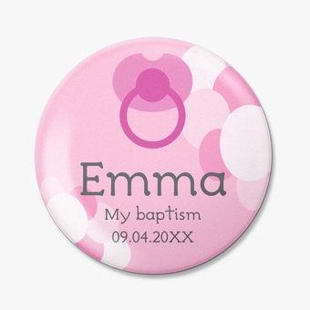 Personalized Round Fridge Magnet for Christening