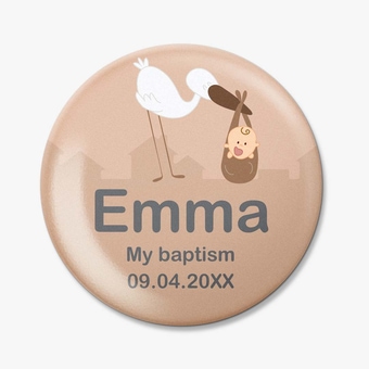 Personalized Round Fridge Magnet for Christening