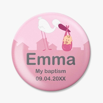 Personalized Round Fridge Magnet for Christening