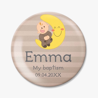 Personalized Round Fridge Magnet for Christening