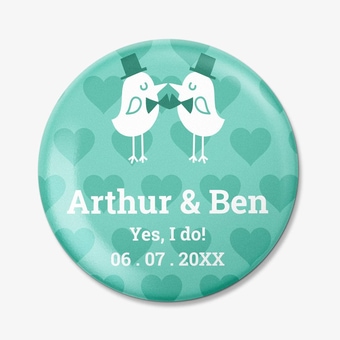 Personalized Round Fridge Magnet for Couples