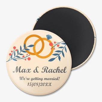 Personalized Round Fridge Magnet for Couples