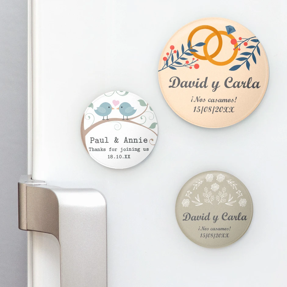 Imanes personalizados de nevera redondos para parejas