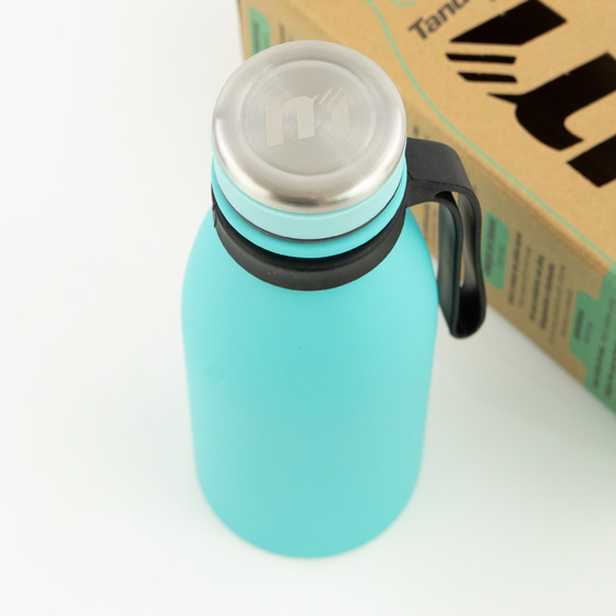 Personalisierte Thermosflasche Tandem graviert 350ml Aquamarin