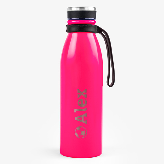 Fluorescent Pink Personalized Thermal 500ml Bottle by Tandem