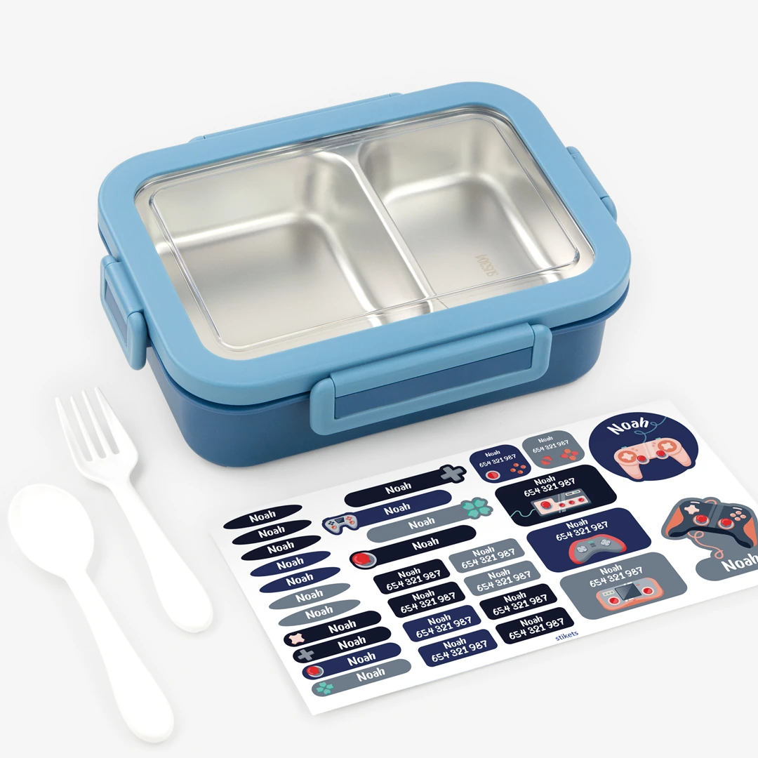 Customisable Tandem blue lunch box with compartments