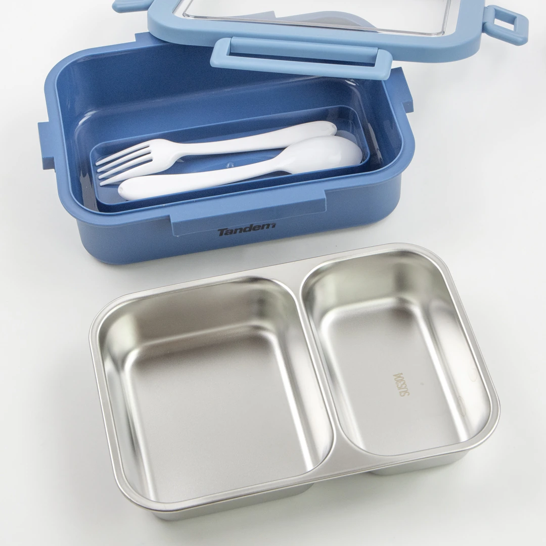 Customisable Tandem blue lunch box with compartments