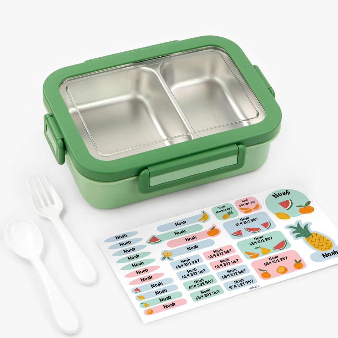 Customisable Tandem green lunch box with compartments