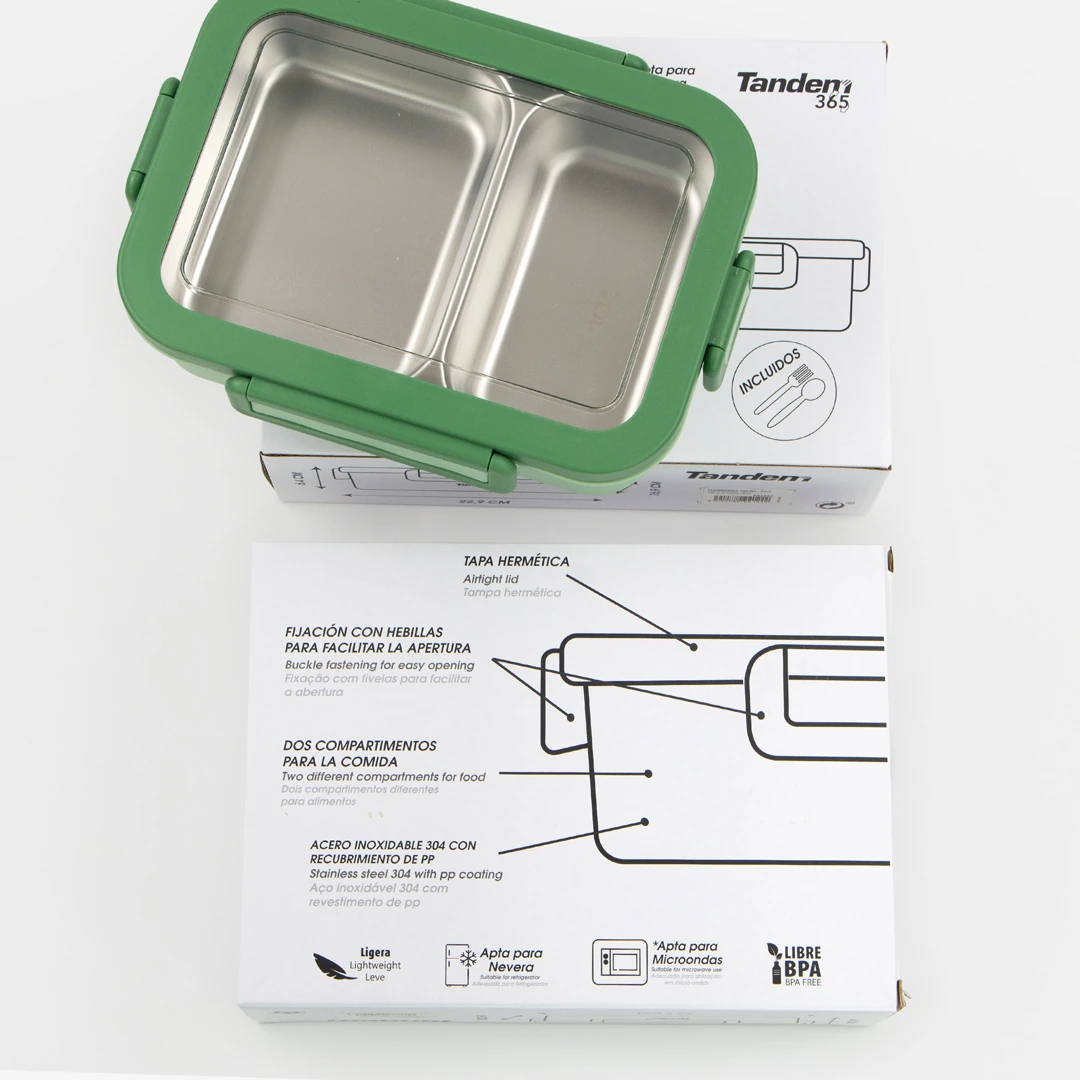 Customisable Tandem green lunch box with compartments