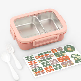Customisable Tandem pink lunch box with compartments