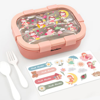 Personalisable children’s lunch box with stainless steel compartments Tandem Dolls Pink