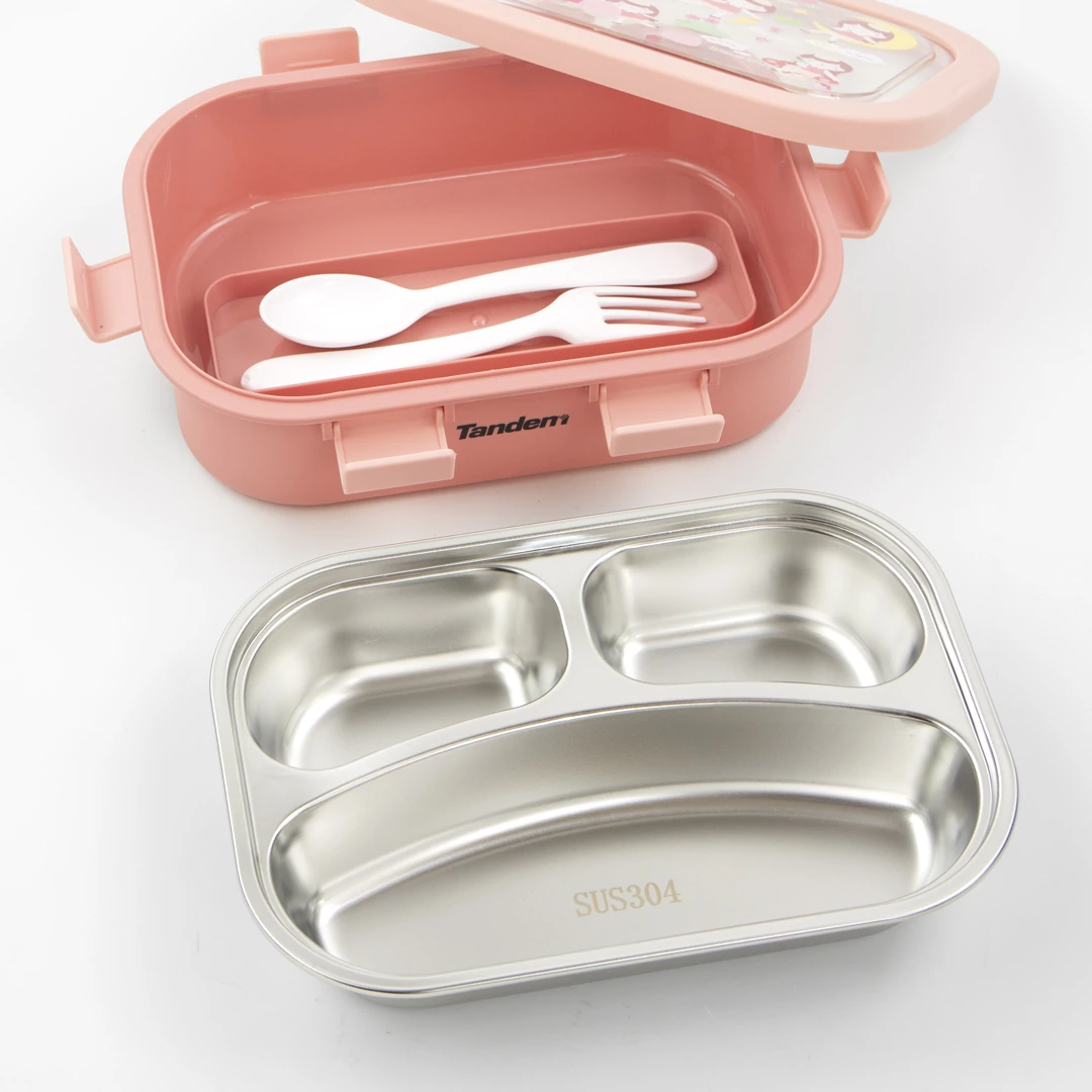 Personalisable children’s lunch box with stainless steel compartments Tandem Dolls Pink
