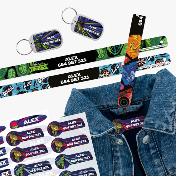  Fettucce personalizzate, Etichette per vestiti e Targhette per bagagli Tartarughe Ninja