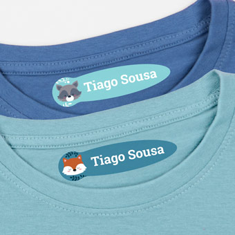 Etiquetas termoaderentes personalizadas para roupa temáticas