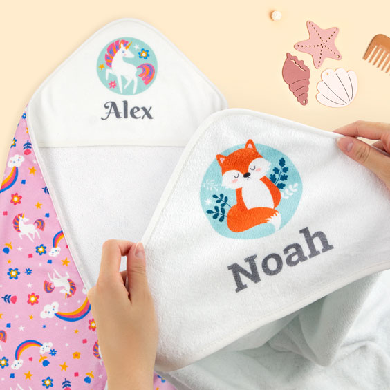Toalha de banho com capuz infantil, personalizada e temática