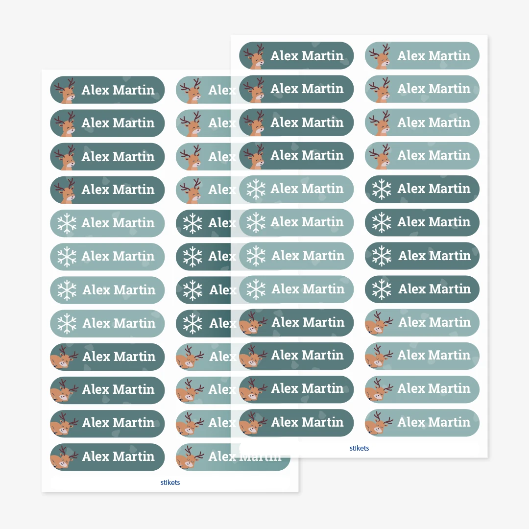 Små strykbara namnlappar med teman