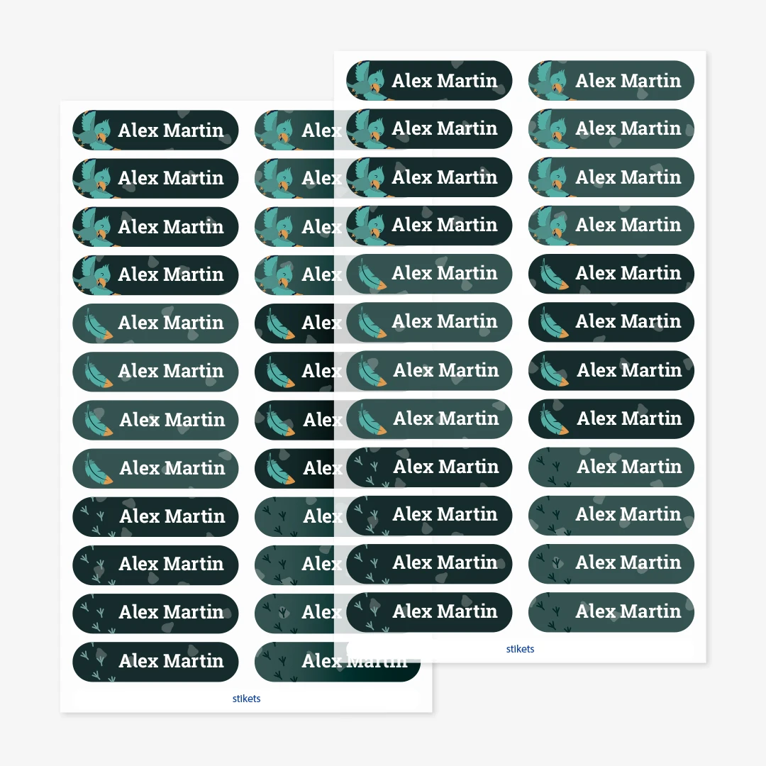 Små strykbara namnlappar med teman