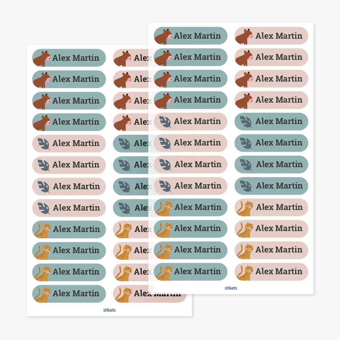 Små strykbara namnlappar med teman