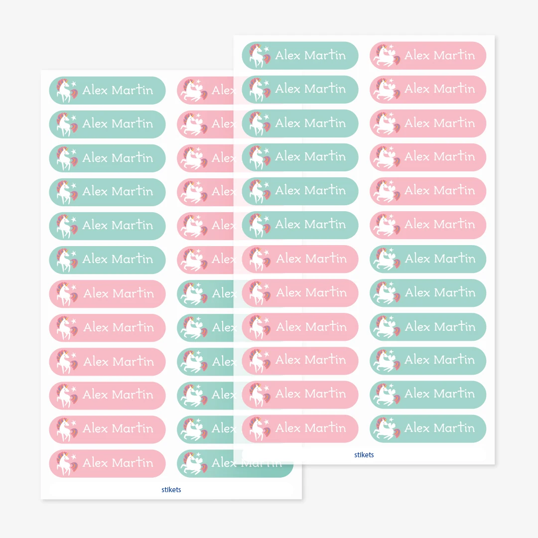 Små strykbara namnlappar med teman