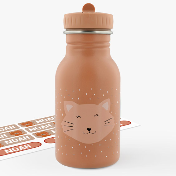 Botella Mrs. Cat personalizable para niños