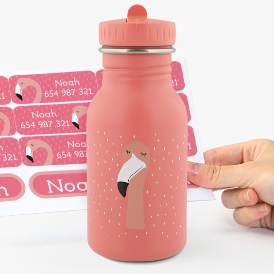 Borraccia Mrs. Flamingo Trixie personalizzabile per bambini