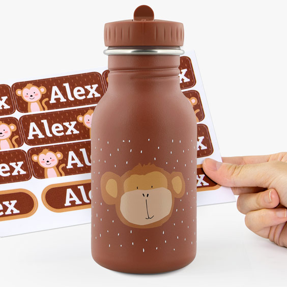 Botella Mr. Monkey Trixie personalizable para niños