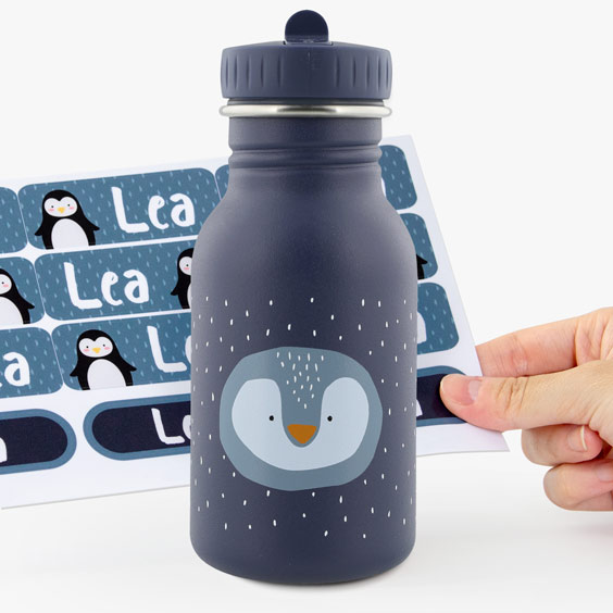 Botella Mr. Penguin Trixie personalizable para niños