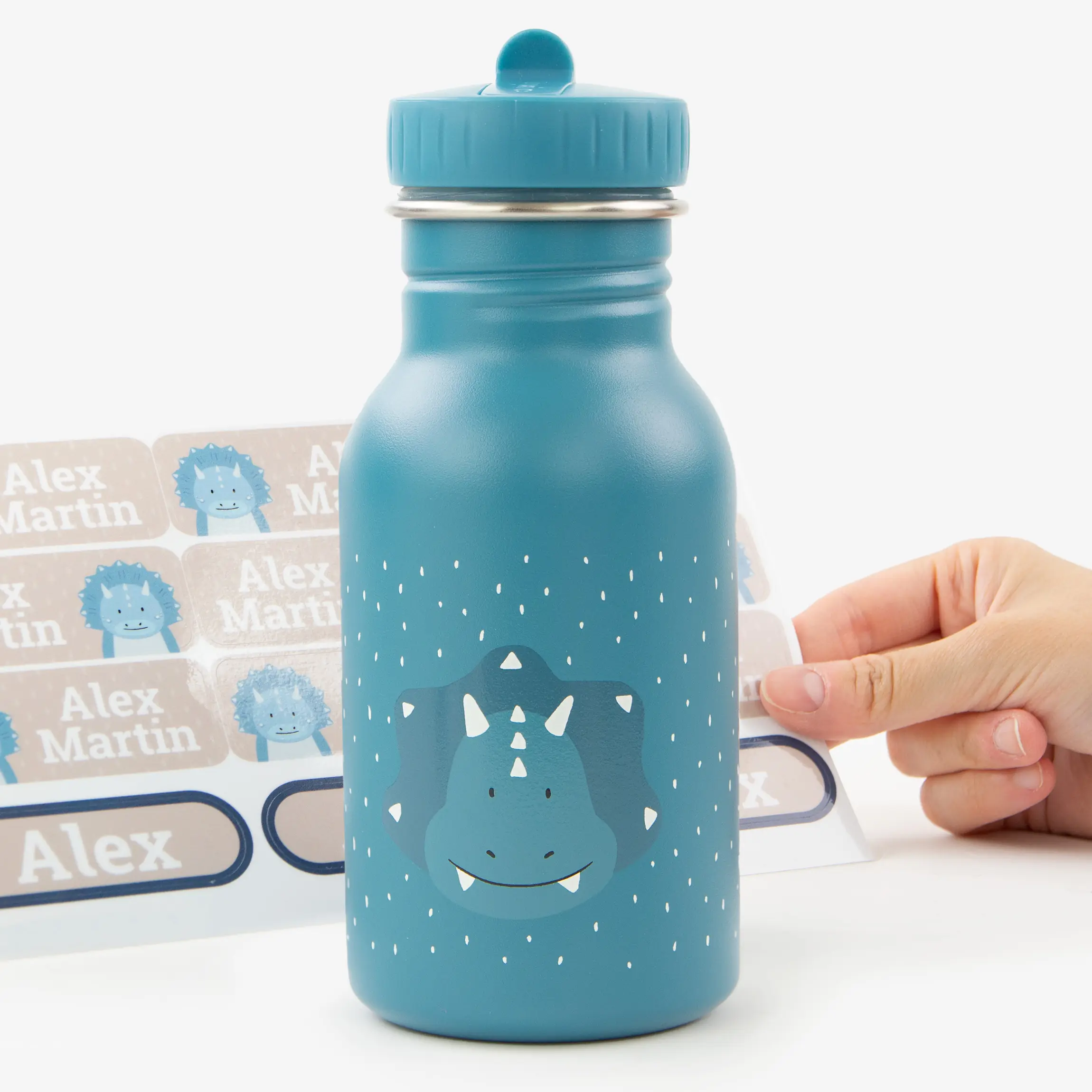 Botella Mr. Triceratops Trixie personalizable para niños