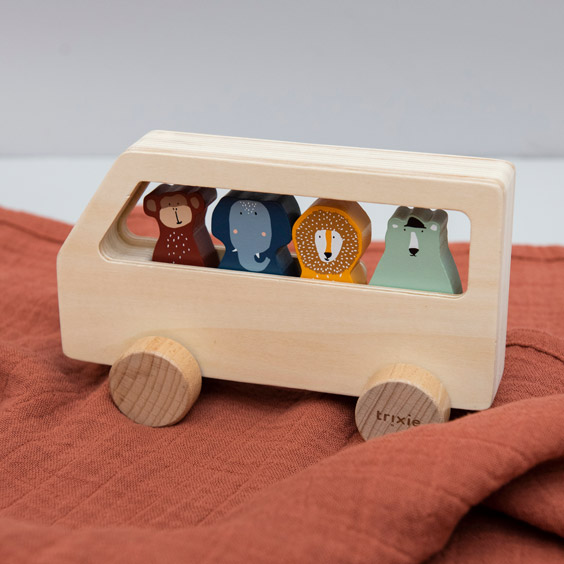 Autobús de animales de madera de Trixie