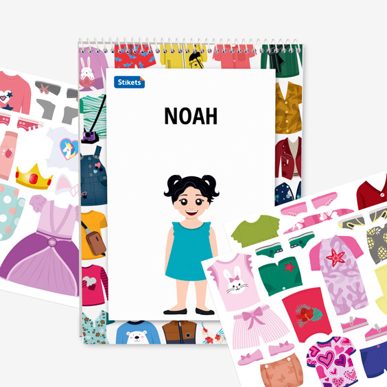 Personalized Dress your Twinie Drawing Notebook with Stickers