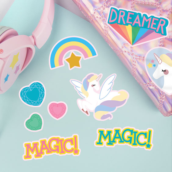 Unicorn and rainbow stickers