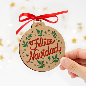 Feliz Navidad Wooden Bauble