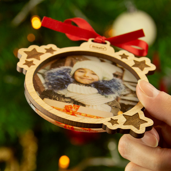 Boule de Noël personnalisée avec photo et cadre