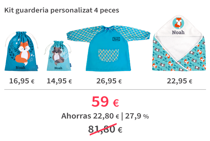 Kit guarderia personalizat 4 peces Kit guarderia personalizat 4 peces