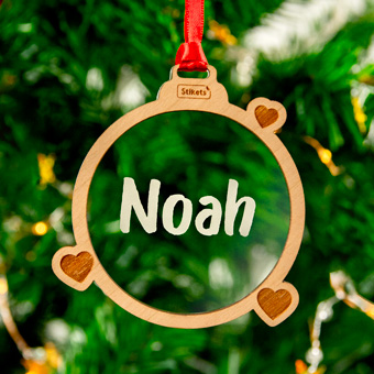 Personalised Acrylic Christmas Ornament with a Wooden Frame