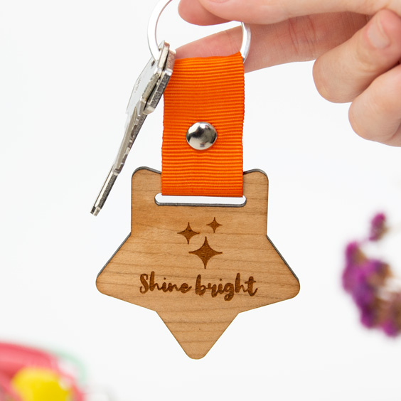Personalized wooden and textile keyring