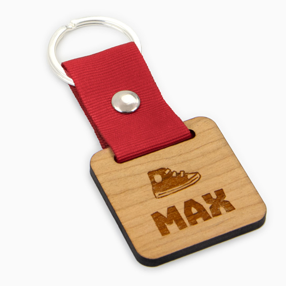 Porta-chaves personalizado de madeira e têxtil com nome